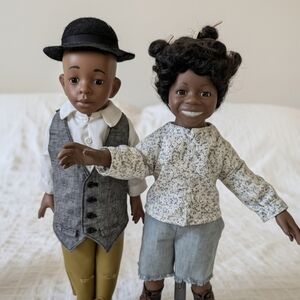 Charming Kids Doll Set with Black and Gray Outfits